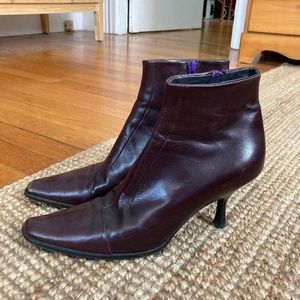Jil Sander Burgundy Leather Ankle Boots size 39